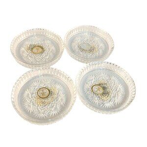Set Of 4 Crystal Clear Industries Essex Pattern 24% Lead Crystal Coasters Made I